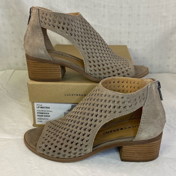 Lucky Brand Shoes - Lucky‎ brand LP-Nacria peep toe sandals size 6.5M stonerock oiled suede